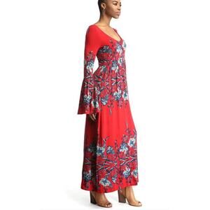 NWT Free People Maxi Dress Midnight Garden Red Combo Floral Design MEDIUM